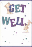 With an infectious sense of playfulness and hope, this get well card is designed to bring immediate comfort to anyone recovering in Brondesbury. Two endearing characters-a teddy bear and a puppy-are depicted expertly balancing and embracing the oversized, colourful 'Get Well' lettering. The indigo and teal hues of the text pop vividly against a warm cream background, reminiscent of cheerful displays routinely crafted at Brondesbury Florist. Across the card, stars in blue and purple tones twinkle as if casting well wishes, echoing the magic found on a peaceful Brondesbury evening stroll. The rendered fur and gentle expressions of the animals paint a tactile scene of softness and sincerity, one that mirrors the reassuring touch of a neighbour delivering fresh flowers. The composition, full of energy and warmth, lifts the spirit with its whimsical atmosphere while offering a tangible reminder of care. This card becomes more than paper-it carries the heartfelt essence of the Brondesbury community, encouraging kindness, healing, and gentle cheer to brighten any day.